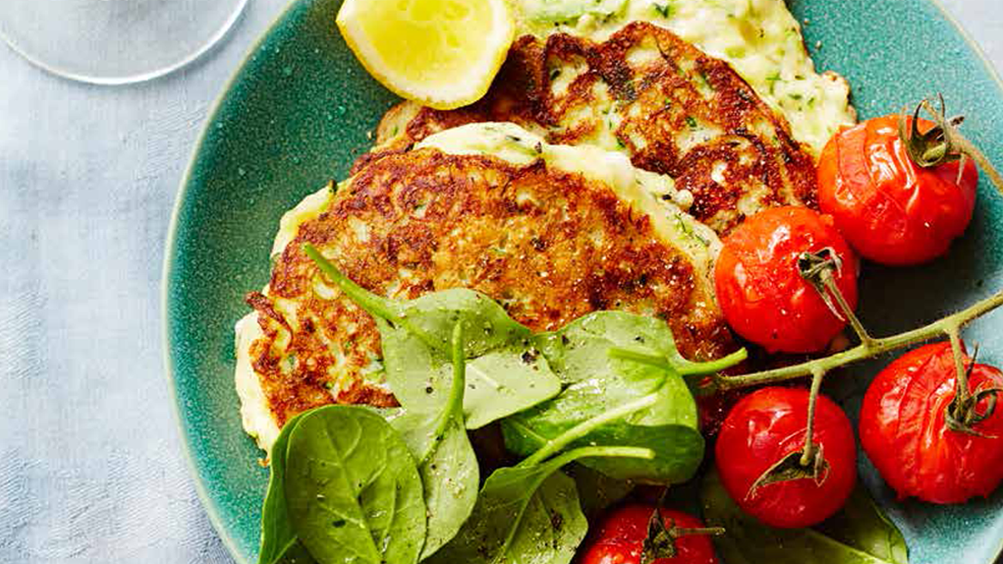 Zucchini, feta and ricotta fritters