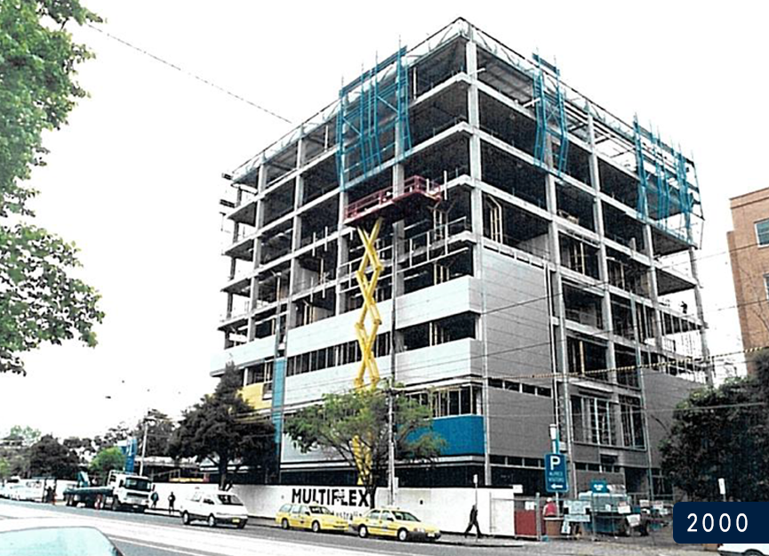 The current Baker Tower during construction, 2000