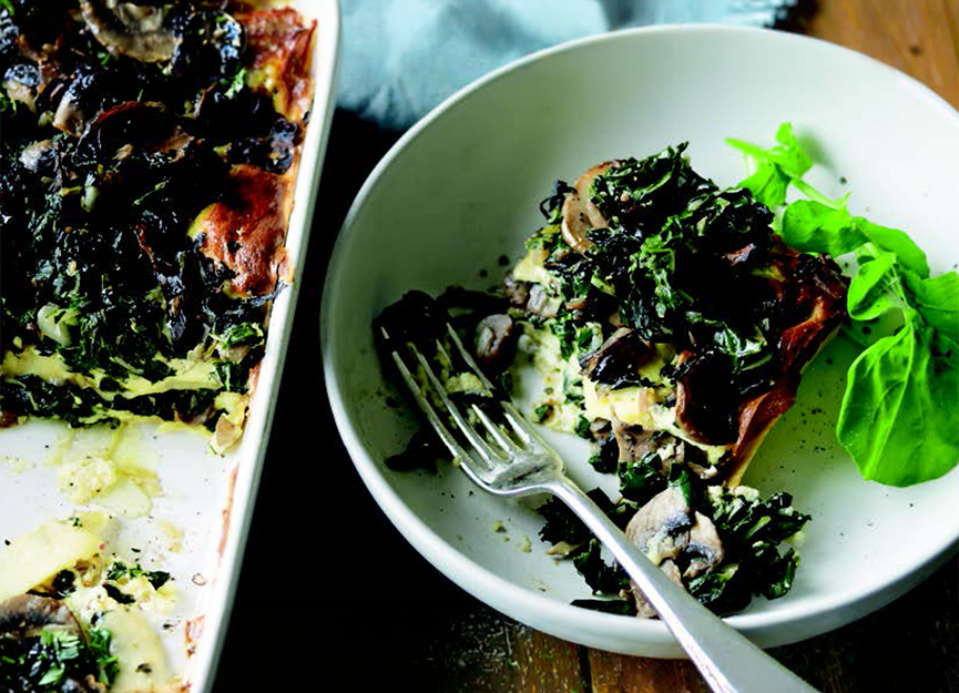 Mushroom, spinach and ricotta lasagne